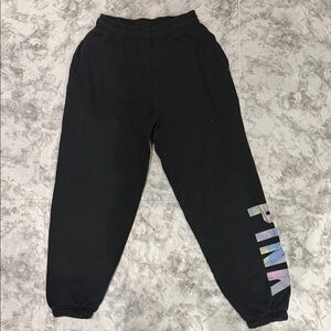 Victoria's Secret Black Joggers with Colorful Lettering